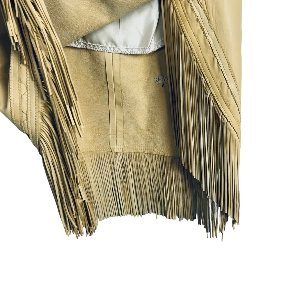 VINTAGE CONTINENTAL LEATHER SOUTHWEST BOLERO FRINGE CONCHO LAMB JACKET SKIRT SET - Picture 14 of 16